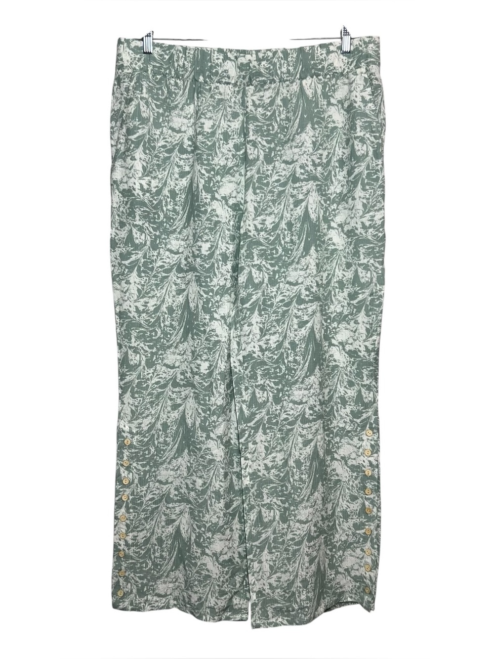 Soft Surroundings Oceo Gauze Wide Leg Pants Green Size 1X Coastal Elastic Waist